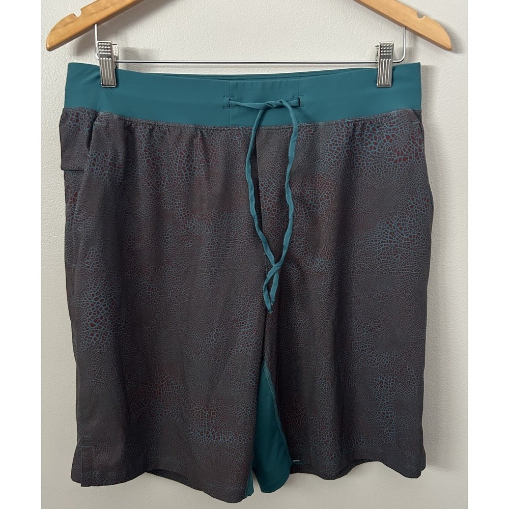 Lululemon Shorts Mens Large Brown Crackle Glaze Linerless Deep Cove 10"